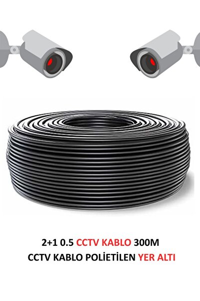 FURY 2+1 0.5mm Polietilen Yer Altı CCTV Kablo Güvenlik Kamera Kablosu 300m
