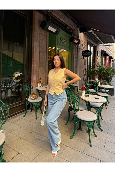 VUNTAL Ψηλόμεσο τζιν παντελόνι με ραβδώσεις