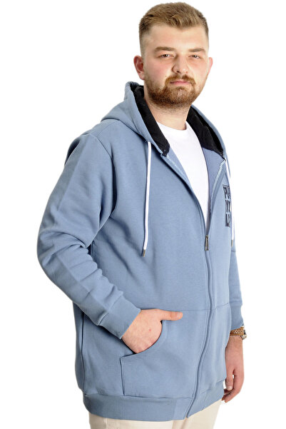 ModeXL Ανδρικό κουκούλα φούτερ - Mode XL Plus Size, Push Your Limit 23543 - Μπλε