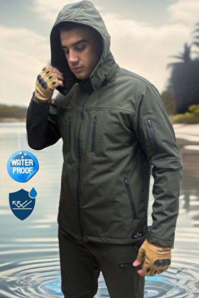 Polviton Softshell Waterproof and Windproof Men's Jacket with Fleece Inside, Can Be Used with or Without a Hood