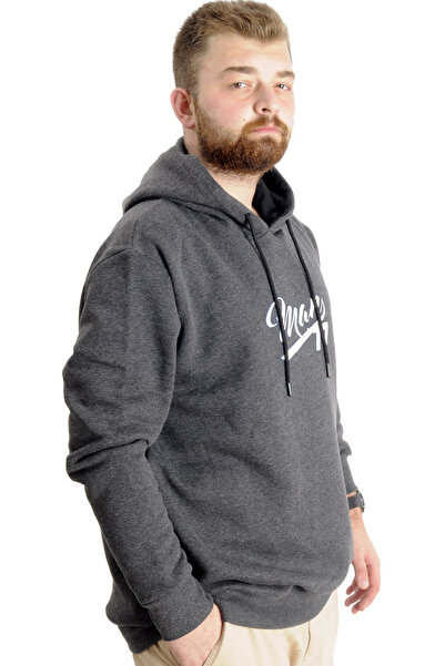 ModeXL Mode XL Large Size Men's Sweatshirt Hooded 23540 Antramelange