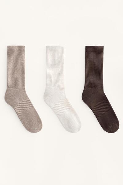 Oysho 3 pairs of cotton blend classic sports socks
