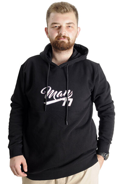 ModeXL Men's Plus Size Hooded Black Sweatshirt - 23540