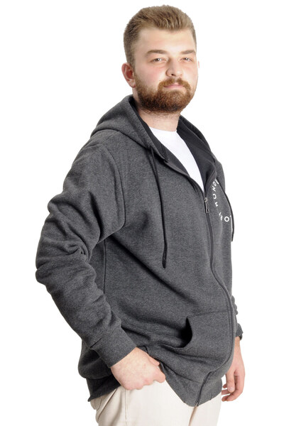 ModeXL Men's Hooded Oversized Sweatshirt - New Breed 23544 Antramelange