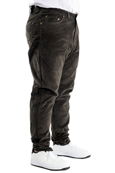 ModeXL Ανδρικό βελούδινο παντελόνι Mode XL Plus Size 23920 Χακί