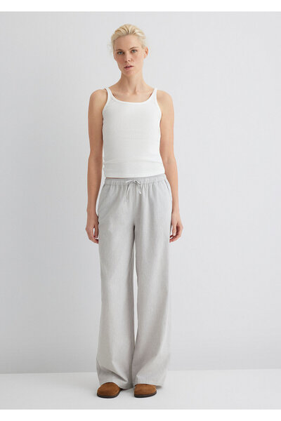 Mavi Linen Blend Grey Trousers with Tie Waist 1010686-70074