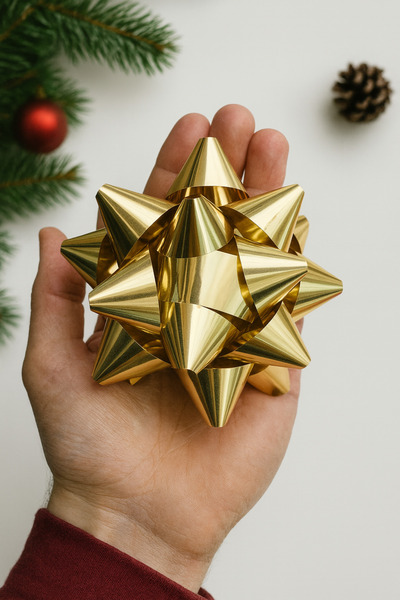 Dekals 3 Adet BÜYÜK-10CM Parlak GOLD/ALTIN Metalik Fiyonk Hediye Kutusu Süsü ...