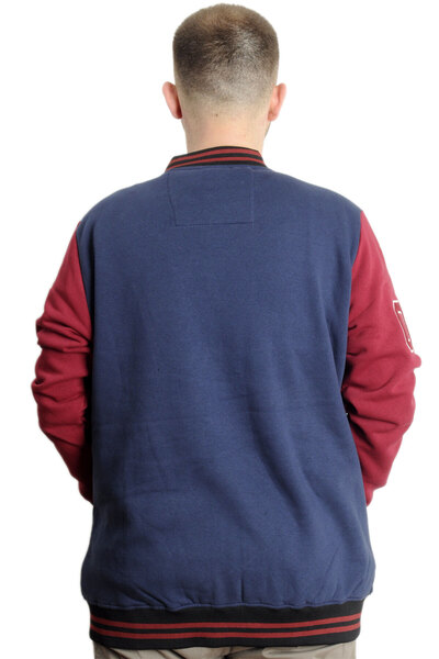 ModeXL Men's Plus Size College Coats Zipper Jacket Reputation 23634 Indigo