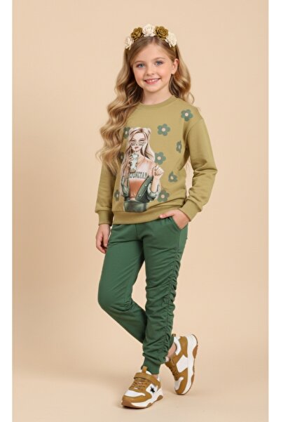 Moonstar Girl's Digital Print Side Drawstring Tracksuit Set