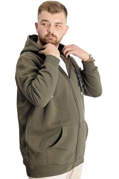 ModeXL Mode XL Large Size Men's Sweat Hoodie Push Your Limit 23543 Khaki