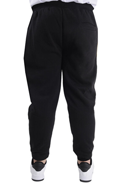 ModeXL Large Size Men's Garnished Sweatpants 3 Thread 23519 Black-Mustard