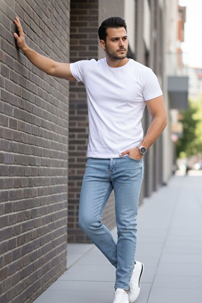 comstar Men's Loose Wide Leg Basic B.Blue Baggy Jeans