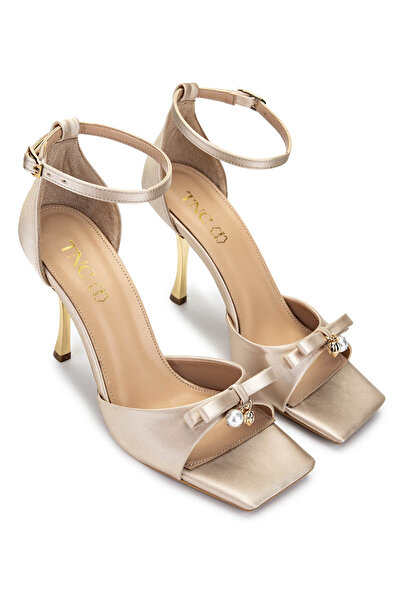 Tamer Tanca Women's Genuine Leather Beige Heeled Shoes