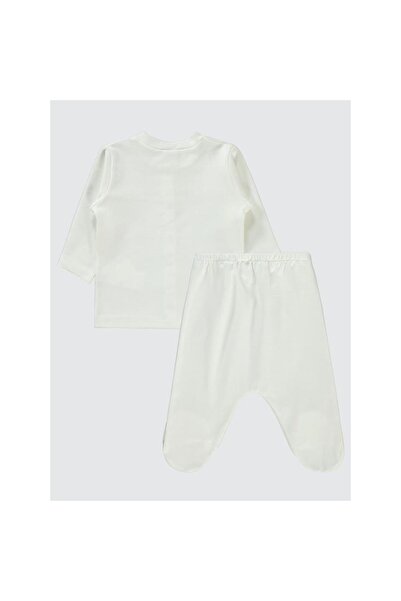 Civil Baby Plain 1-6 Month Pajama Set - Ecru 3-6 Months