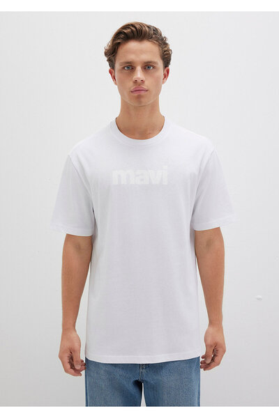 Mavi Logo Printed White T-Shirt Loose Fit 0611807-620