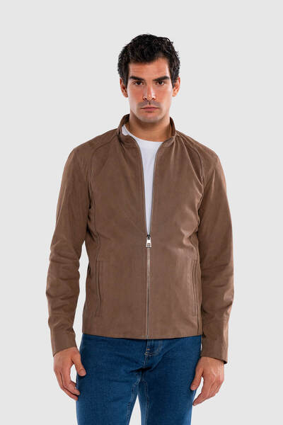 Tamer Tanca Erkek Hakiki Deri Vizon Baskı Deri Mont