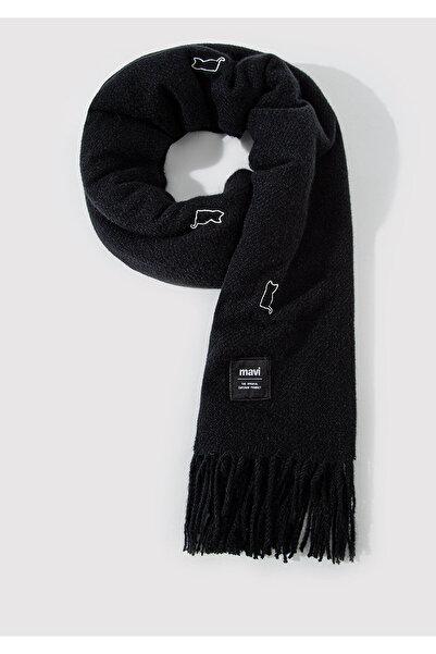 Mavi Cat Embroidered Black Scarf 1911730-900