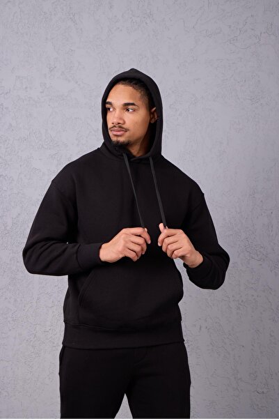 Valiberta Fleece-Lined Kangaroo Pocket Sweatshirt - 3 Thread Fleece-Lined Rubber Cuffs Men's Sweatpants - Tracksuit Set