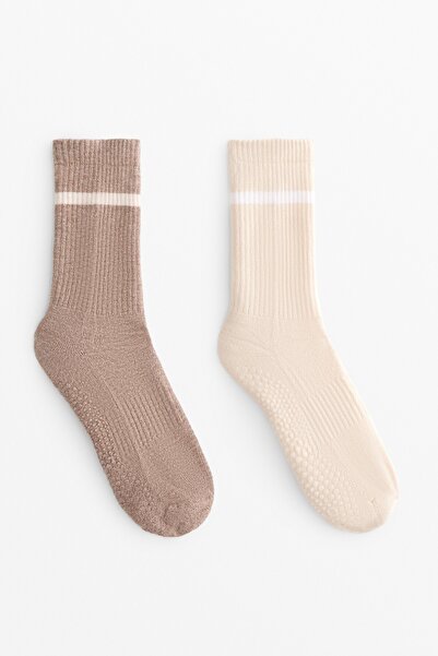 Oysho 2 pairs of classic cotton blend yoga and Pilates socks