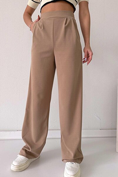 Mine Tan Butik Detalji o kemijskim olovkama Palazzo Leg Sa likrom Hlače - Mink