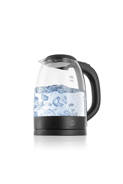 ALSAIF Electric Kettle Made With Glass With Indoor Lighting When Boiling Water, 1.7l, 2200w, Black