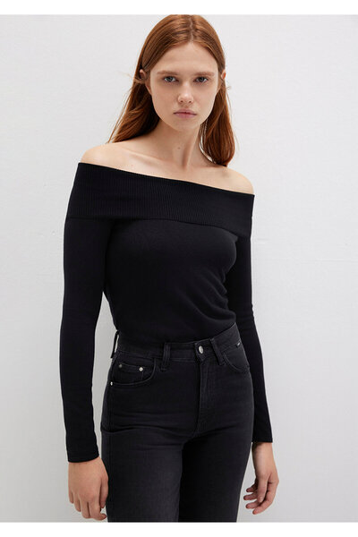 Mavi Low Shoulder Detailed Black Sweater Fitted / Fitted Cut 1710391 -900