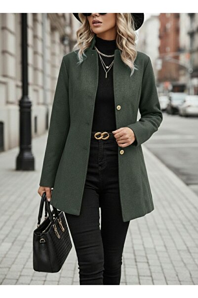 Toridas Tasarım Yaka Haki Kaşe Kaban