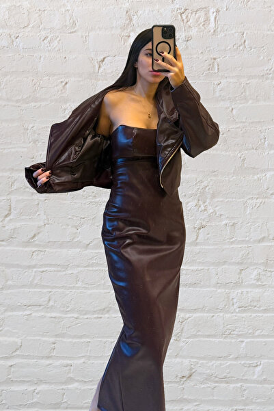 Roselenda Ophelia Shoulder Pad Piece Faux Leather Jacket