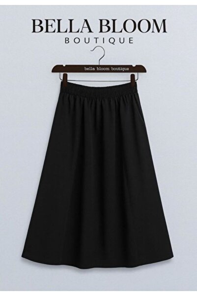 Bella Bloom Boutique Γυναικεία μακριά φούστα από ύφασμα ποπλίνα με ελαστική μέση και διπλές τσέπες