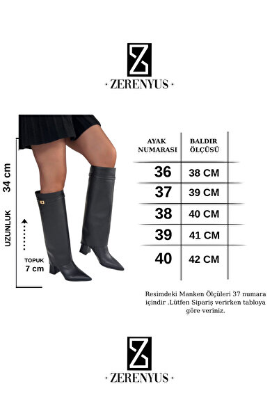 Zerenyus Μπότες με τακούνι Jike, με μυτερή μύτη, μαύρες