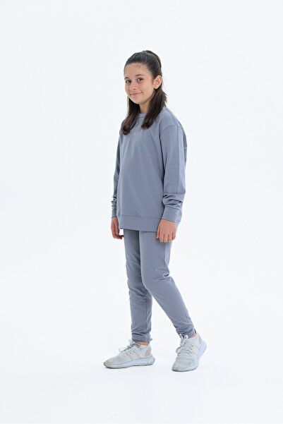 Black One Girl's Fleece-Lined Diving Fabric Tracksuit Set (Sweatshirt + Leggings)