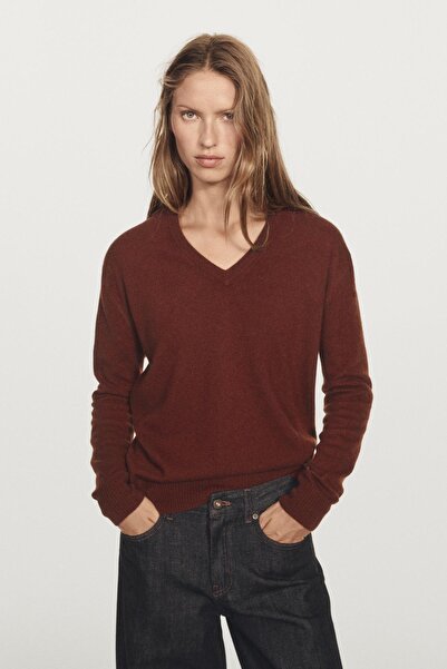 Massimo Dutti %100 kaşmir triko V yaka kazak