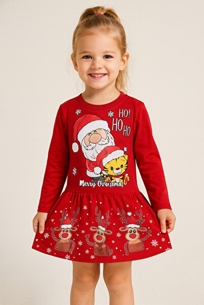OEM Girls' Christmas Printed dress, lined