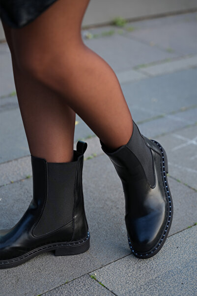 Marjin Women's Troklu Double Elastic Daily Boots Yuvin Black