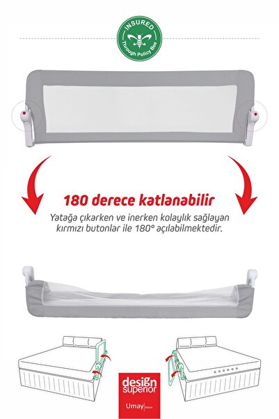 Umaybebek Umay 150x65 Cm Bed Barrier, Bed Railing,