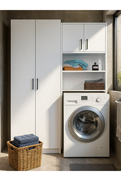 dorpek Lumy Çamaşır Makinesi Dolabı -tuco 2 Kapaklı 5 Raflı Çok Amaçlı Dolap ...