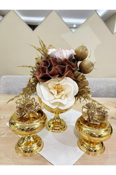 essacraft GOLD AYAKLI KİBAR ARANJMAN MERCAN SETİ