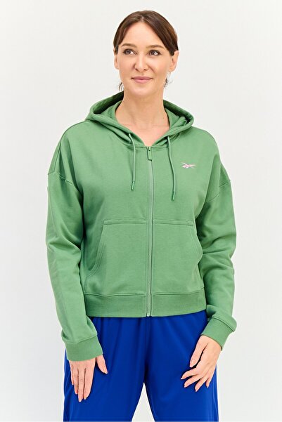 Reebok Women Sportswear Fit Long Sleeve Training Hooded Sweatshirt, Green