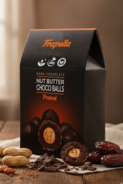 Frapella Bitter Çikolata Kaplı Yer Fıstık Ezmesi Dolgulu Hurma Topu 120 Gr.