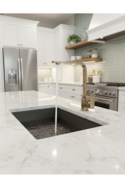 EMFA AKSESUAR Antik Mat Gold Mutfak Bataryası Antik Gold Evye Musluğu Altın M...