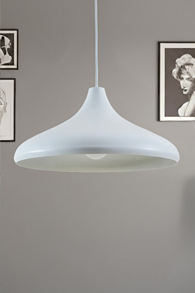 Marrien Nova Beyaz Metal Sarkıt (35 cm) | Yemek Masası Üstü Avize | Mutfak & Salon Aydınlatması