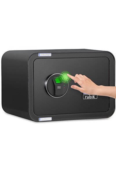 RUBIK Small Fingerprint Safe Box, Premium Biometric Safety Locker 9kg (25x35x28cm) RB25QC9 Black
