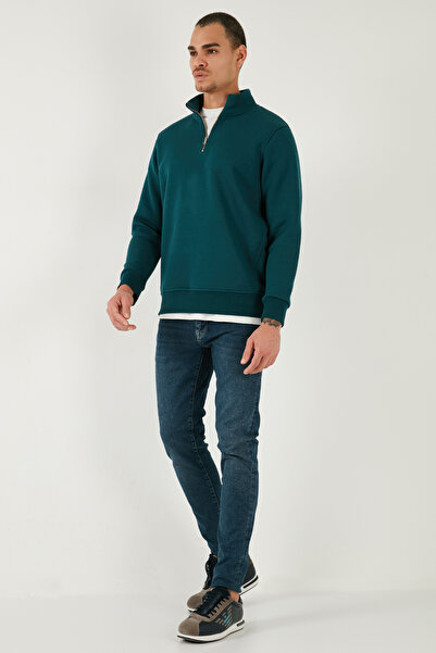 Buratti Ανδρικό φούτερ από βαμβακερό ύφασμα Regular Fit με μισό φερμουάρ και όρθιο γιακά SWEAT 59052592