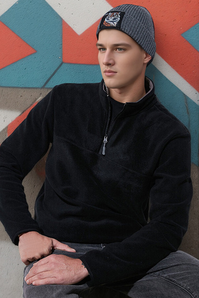 Buratti Slim Fit Anti-Pilling Non-Pilling Bato Collar Winter Fleece-Lined Fleece Men's Polar 5906001