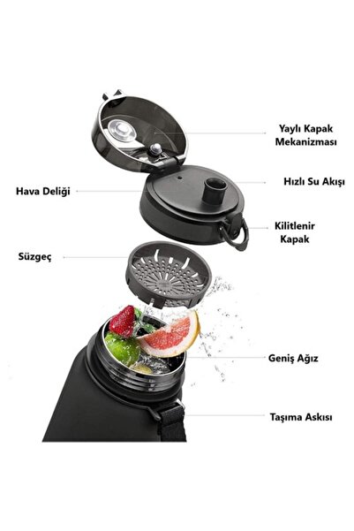 Uzspace Tritan Su Matarası 1000ml Vgn3038 Siyah-Beyaz