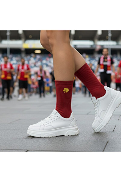 AYDK Fan 2 Pairs Yellow Red Lion Embroidered Casual Summer Winter Unisex Socket Tennis Fan Socks