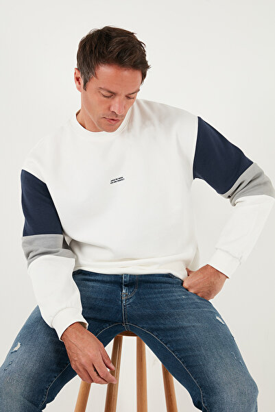 Buratti Cotton Relaxed Fit Crew Neck Color Block Sweat Men's Sweat 5905298t