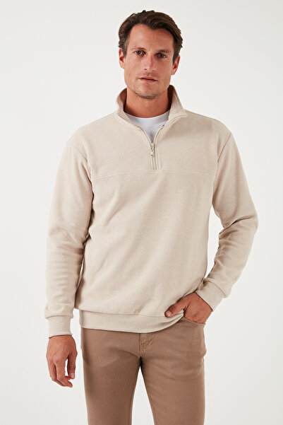 Buratti Cotton Regular Fit Half Zipper Stand Collar Sweater Men's Sweater 456112