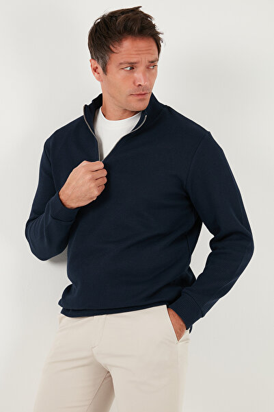 Buratti Ανδρικό πλεκτό φούτερ από βαμβάκι με μισό φερμουάρ και λαιμόκοψη με οπίσθιο λαιμόκοψη SWEAT 5901076