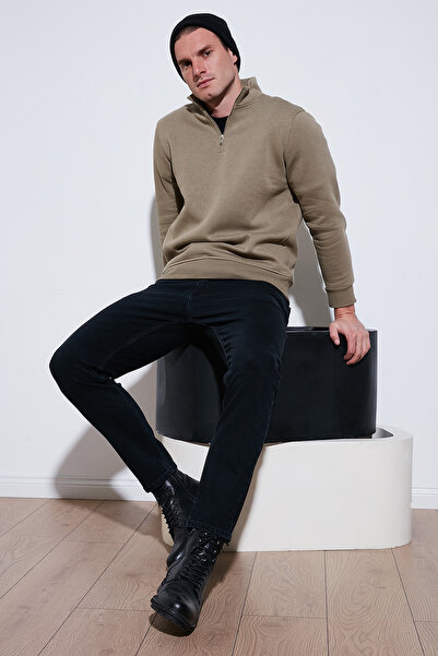 Buratti Ανδρικό φούτερ από βαμβακερό ύφασμα Regular Fit με μισό φερμουάρ και όρθιο γιακά SWEAT 59052592